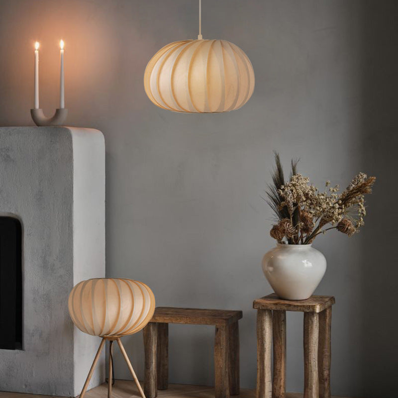 Akari Pumpkin Wood Pendant Light / 27X17cm