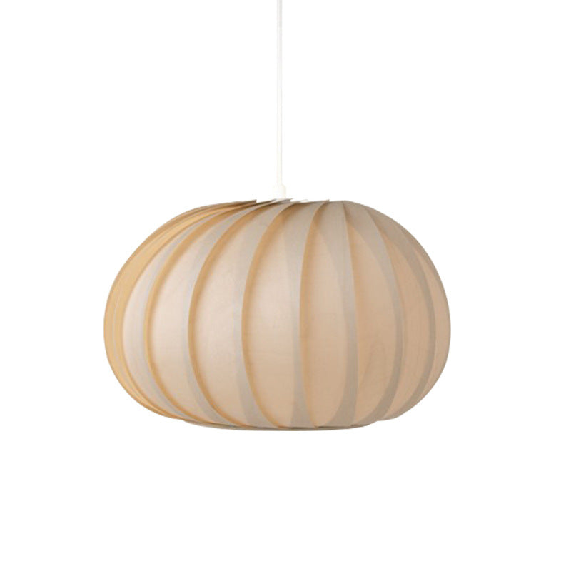Akari Pumpkin Wood Pendant Light