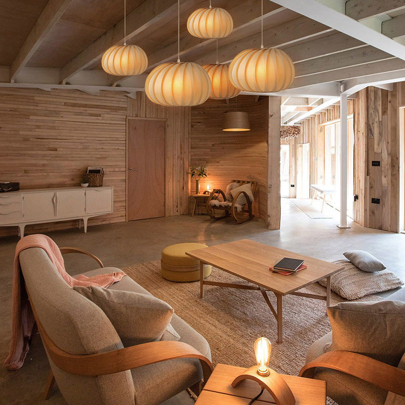 Akari Pumpkin Wood Pendant Light