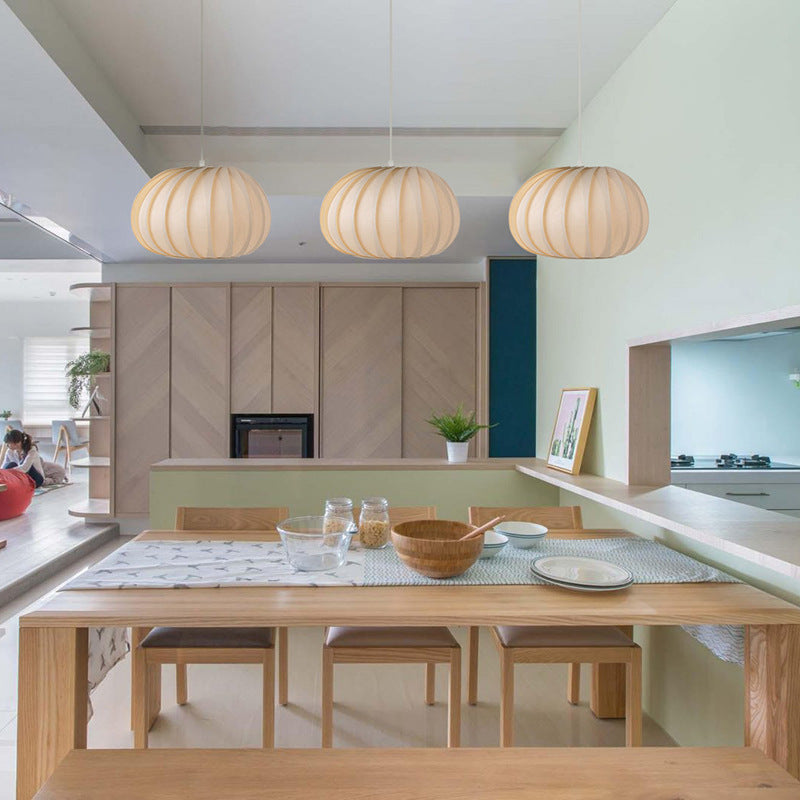 Akari Pumpkin Wood Pendant Light