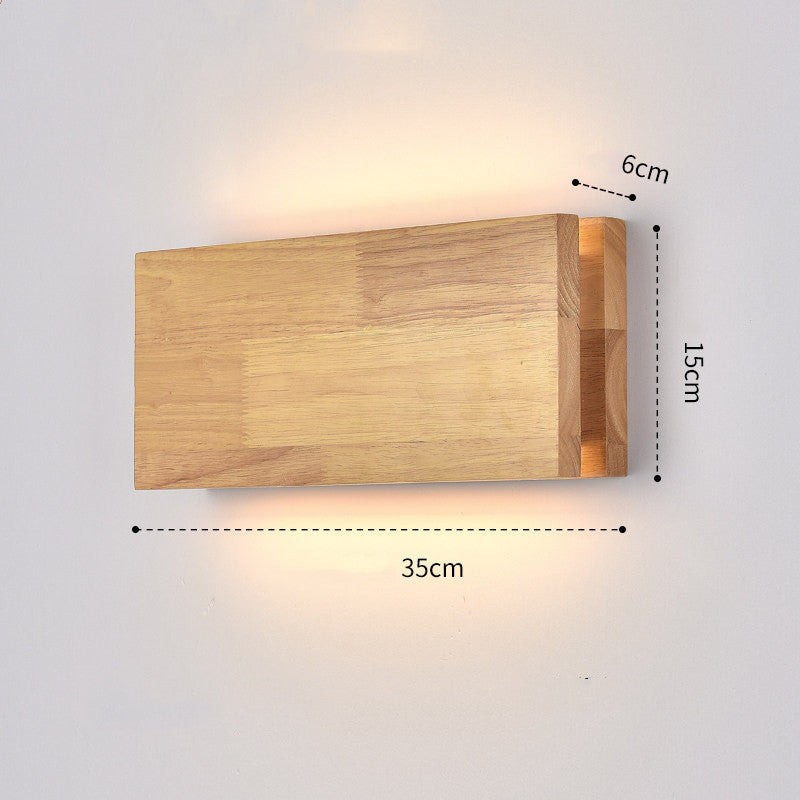 Alder Beam Solid Wood LED Wall Sconce / Wood color / Square 22CM 9W / neutral light