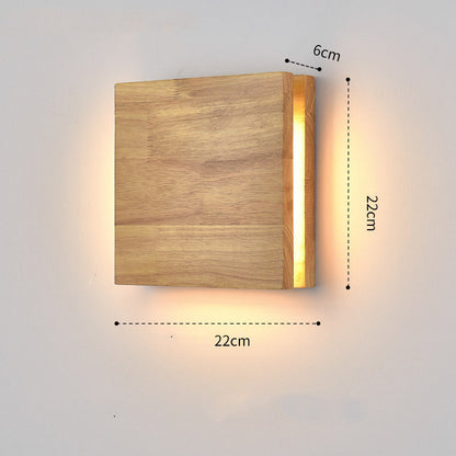Alder Beam Solid Wood LED Wall Sconce / Wood color / Rectangular 35x15CM 12W / neutral light