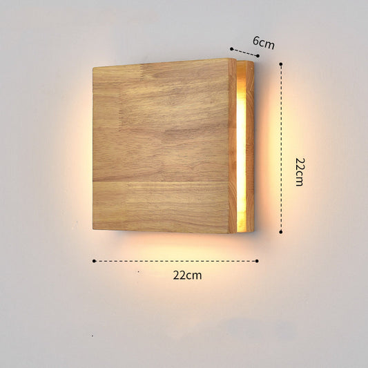Alder Beam Solid Wood LED Wall Sconce / Wood color / Rectangular 35x15CM 12W / neutral light