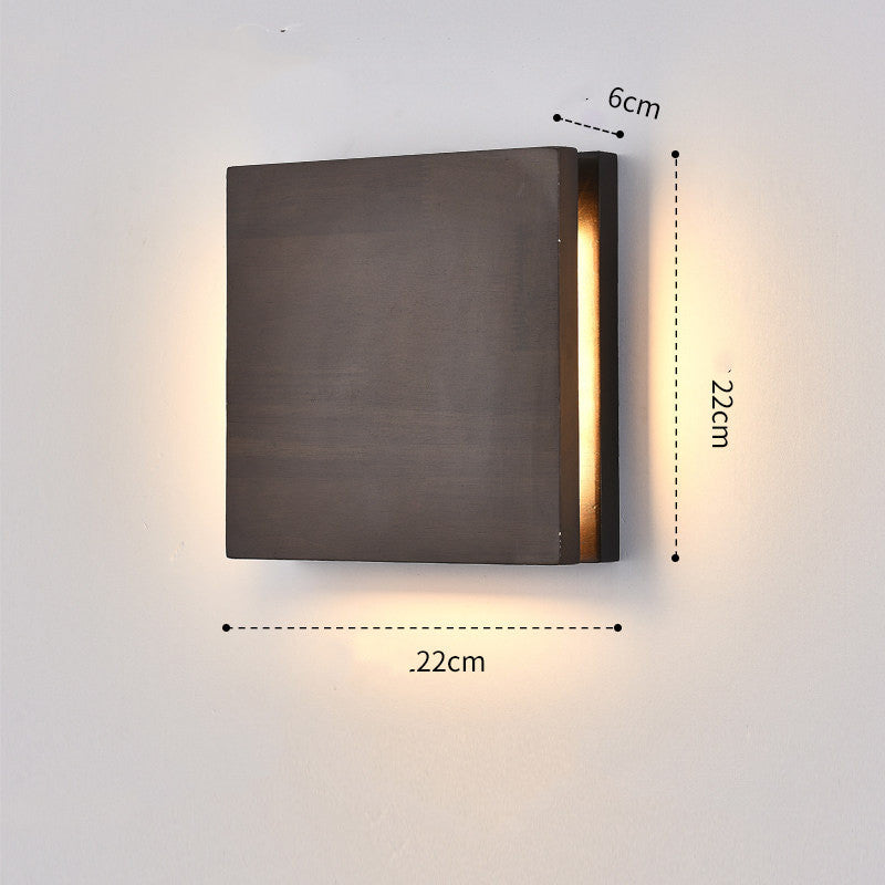 Alder Beam Solid Wood LED Wall Sconce / Wood color / Rectangular 35x15CM 12W / Three color dimming