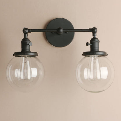 Arcadia Double Globe Vanity Wall Light / 110V To 240V / Double Headed Black