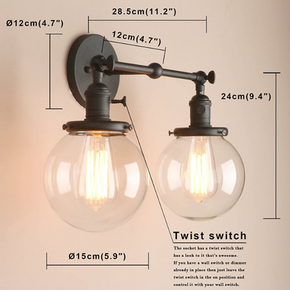 Arcadia Double Globe Vanity Wall Light