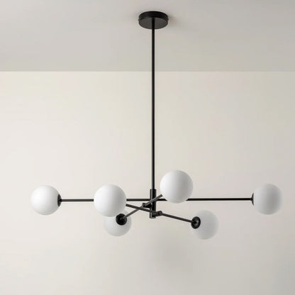 Atelier Glass Globe Pendant Light / Six Heads / Black
