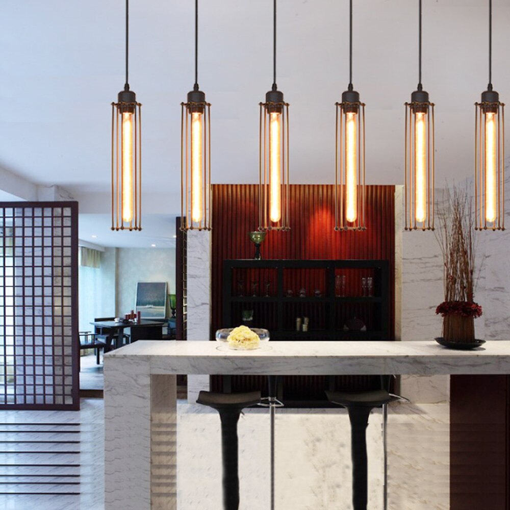 Forge Cage Black Industrial Pendant Light / Grapefruit