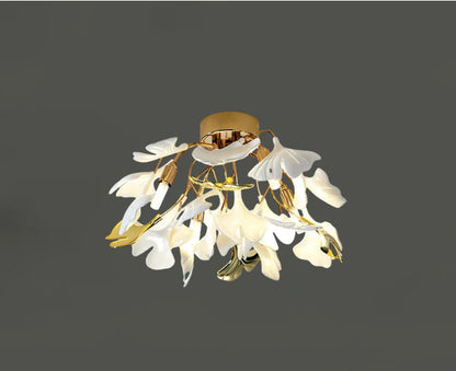 Ginkgo Bloom Ceramic Art Chandelier / Warm Light / W420x250 P Type