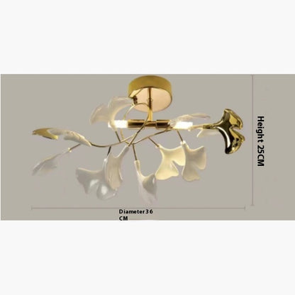 Ginkgo Bloom Ceramic Art Chandelier / Warm Light / W520x250 P Type