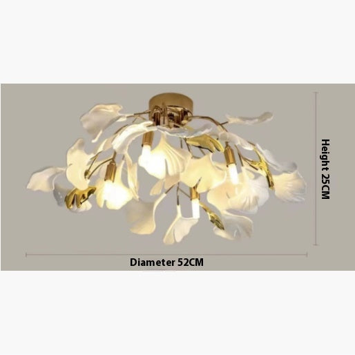 Ginkgo Bloom Ceramic Art Chandelier / Warm Light / L360x250 P Type