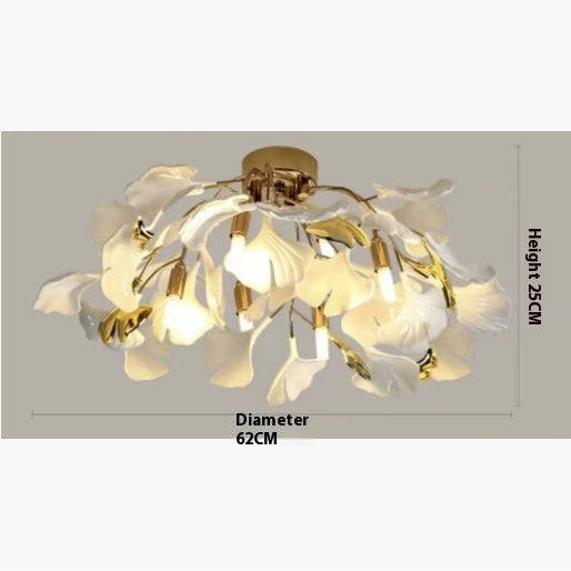 Ginkgo Bloom Ceramic Art Chandelier / Warm Light / W620x250 P Type