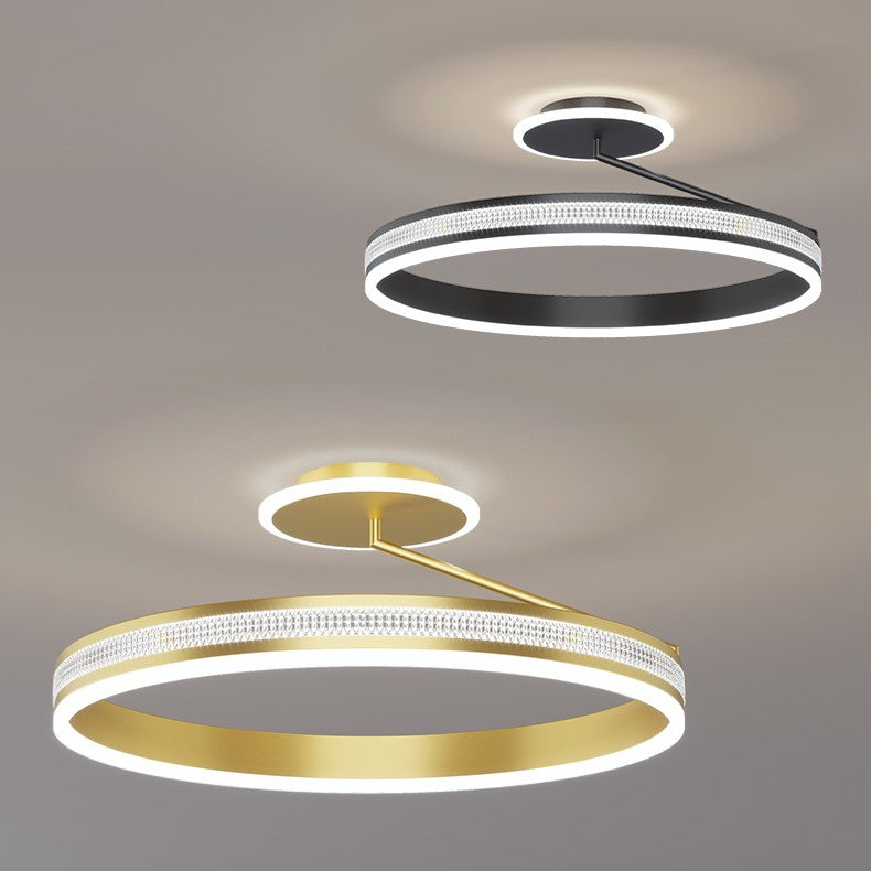 Lumiere Round LED Flush Ceiling Light / Black / Infinite dimming / 40cm