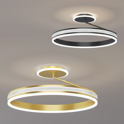 Lumiere Round LED Flush Ceiling Light / Black / Infinite dimming / 40cm