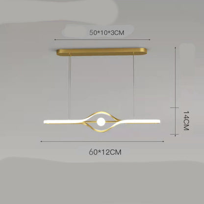 Orbit Bean Sculptural LED Pendant / Gold White Light / 110cm