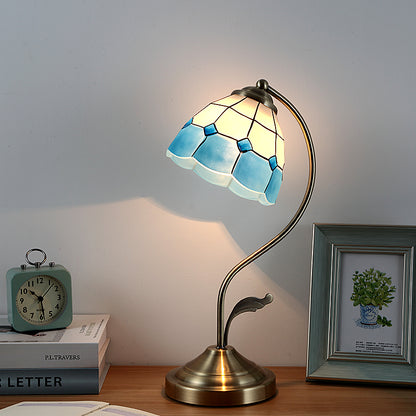 Riviera Wood and Glass Table Lamp / White lampshade with 6W tricol / Push button switch / 220V US