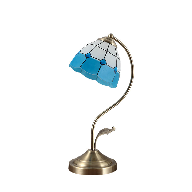 Riviera Wood and Glass Table Lamp / Blue lampshade with 9W tricolo / Push button switch / 220V US